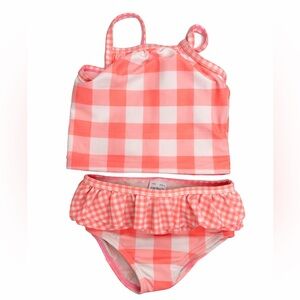 Carter's Coral & White Gingham Ruffle Tankini Set 6 months baby girl
